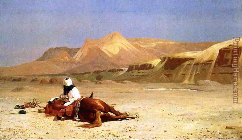 An Arab and His Horse in the Desert painting - Jean-Leon Gerome An Arab and His Horse in the Desert art painting